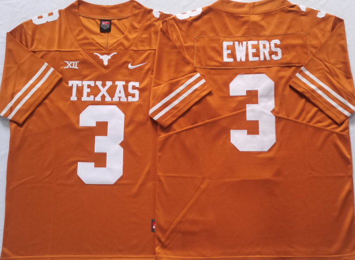 Men's Texas Longhorns Quinn Ewers #3 Orange Team Jersey
